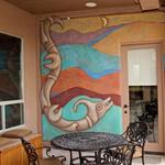 Mimbres style water serpent painted on outdoor patio area. Marana, AZ
approx 10 ft h x 7 ft w
©2011 Kristen Muench